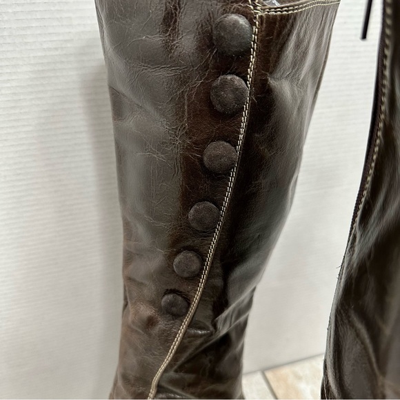 Tellenzi Womens Sz (37) 6 Wedge Heel Brown Leather Knee Boots Boho Witchy Strega - Picture 7 of 16